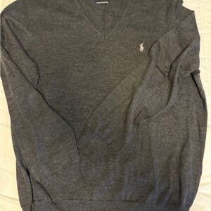 Polo by Ralph Lauren Men's V-Neck Sweater - Charcoal Gray